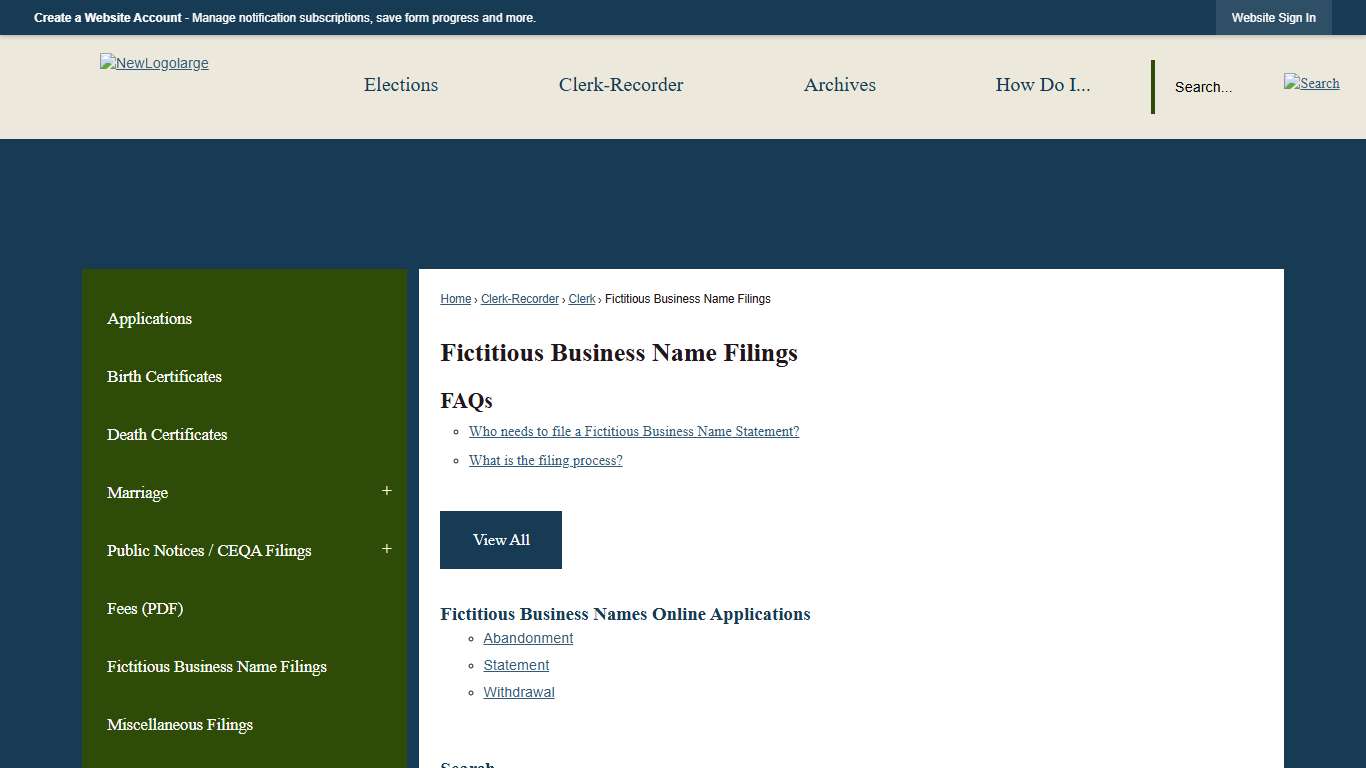 Fictitious Business Name Filings | Butte County Clerk Recorder, CA