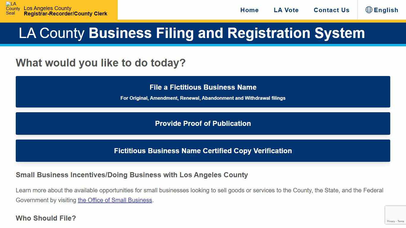 LA County Business Filing and Registration System